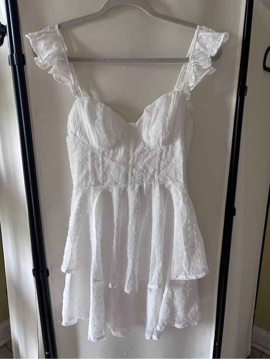 Selfie Leslie Dresses & Skirts - Selfie Leslie White Ruffled Bodice Mini Dress